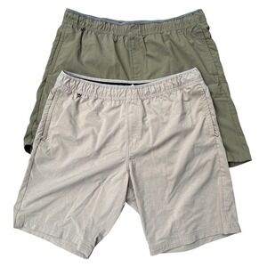 Voyager XXL Mens Elastic Waist Shorts (2) Khaki, Olive Casual  Lightweight